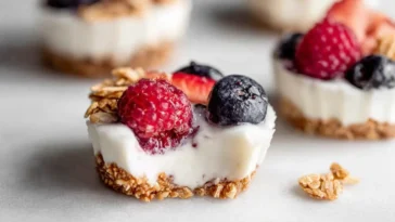 Colorful Frozen Yogurt Granola Cups Ready to Enjoy