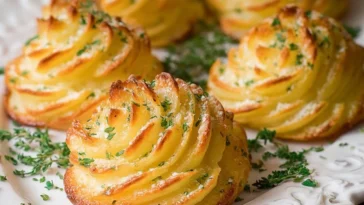 Garlic Parmesan Duchess Potatoes Plated Elegantly