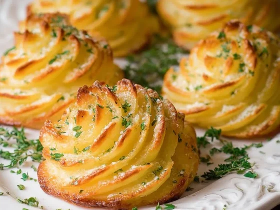 Garlic Parmesan Duchess Potatoes Plated Elegantly