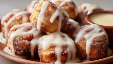 Gooey Sourdough Discard Cinnamon Roll Bites Close-Up
