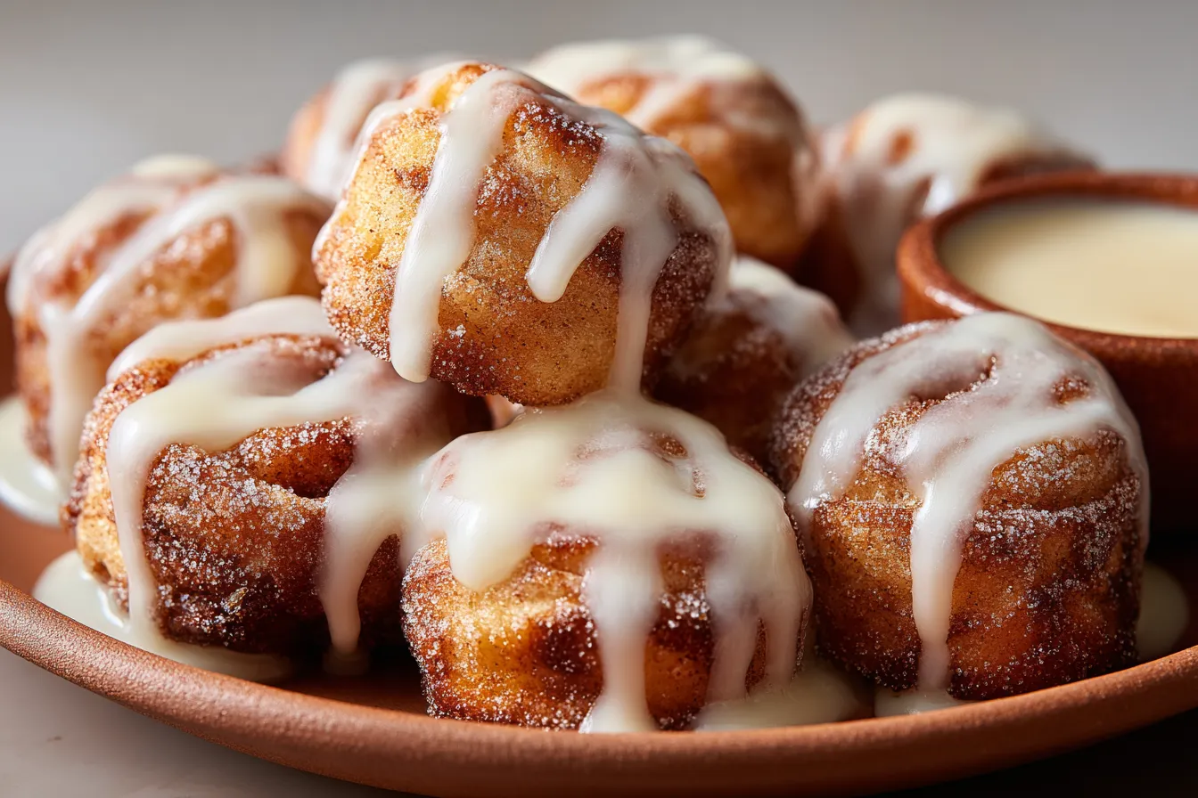 Gooey Sourdough Discard Cinnamon Roll Bites Close-Up