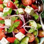 Colorful Greek Salad with Fresh Vegetables and Feta