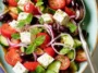 Colorful Greek Salad with Fresh Vegetables and Feta