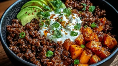 Ground Beef Hot Honey Bowl: A Sweet & Spicy Delight
