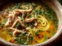 Healing Ginger Garlic Chicken Noodle Soup in a Bowl