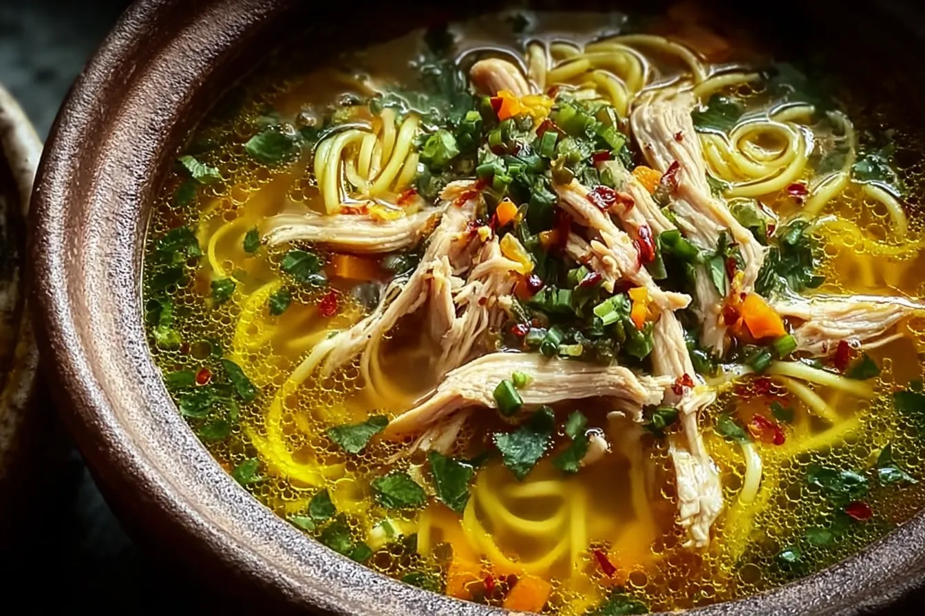 Healing Ginger Garlic Chicken Noodle Soup 