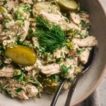 High-Protein Dill Pickle Chicken Salad in a Bowl