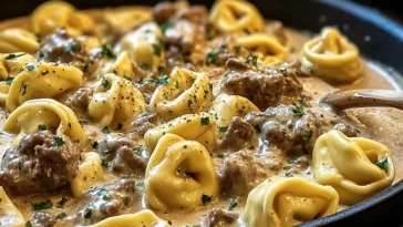 Irresistible Creamy One-Skillet Beef Stroganoff Tortellini