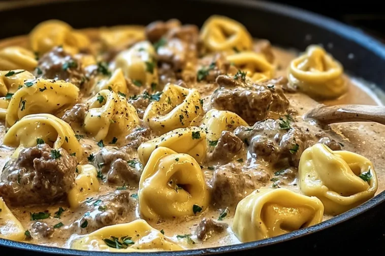 Irresistible Creamy One-Skillet Beef Stroganoff Tortellini