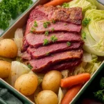 Irresistible Corned Beef and Cabbage Without Beer on a Platter