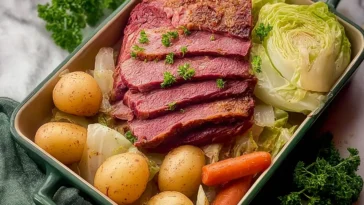 Irresistible Corned Beef and Cabbage Without Beer on a Platter