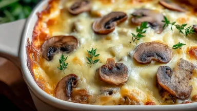 Irresistible Keto Mushroom Swiss Beef Bake