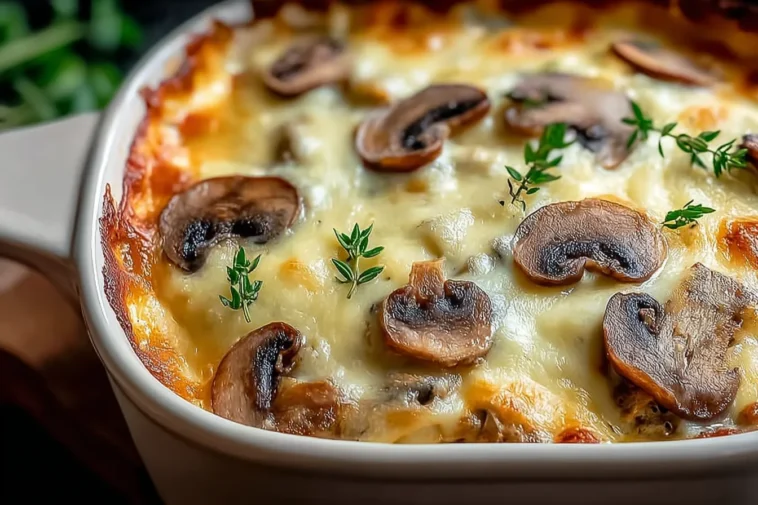 Irresistible Keto Mushroom Swiss Beef Bake