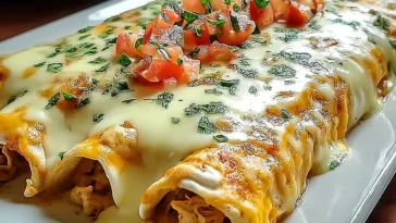Irresistible Queso Chicken Enchiladas Plated