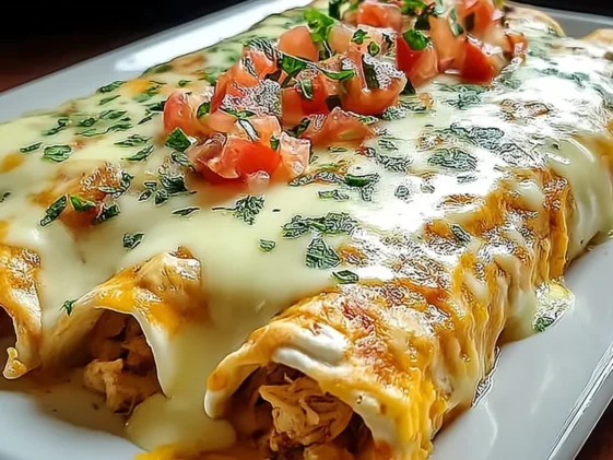 Irresistible Queso Chicken Enchiladas Plated