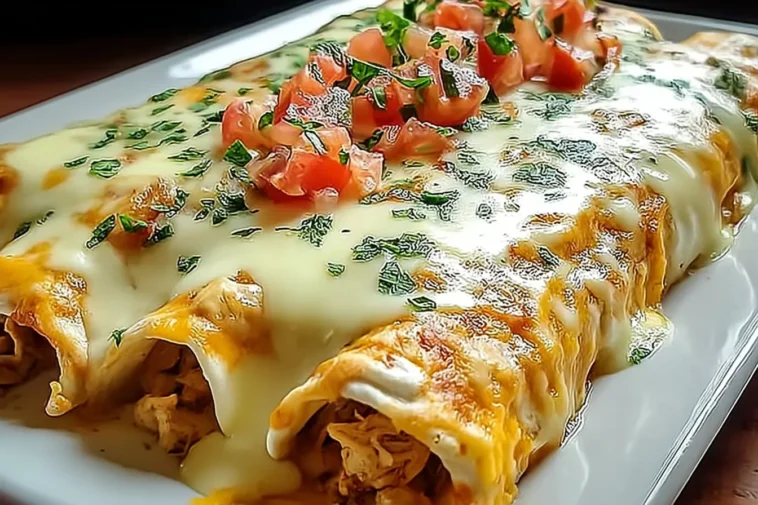 Irresistible Queso Chicken Enchiladas Plated