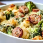 Keto Broccoli and Cauliflower Au Gratin With Sausage Delight