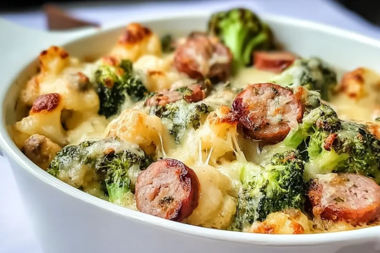 Keto Broccoli and Cauliflower Au Gratin With Sausage Delight 3 Keto Broccoli and Cauliflower Au Gratin With Sausage Delight