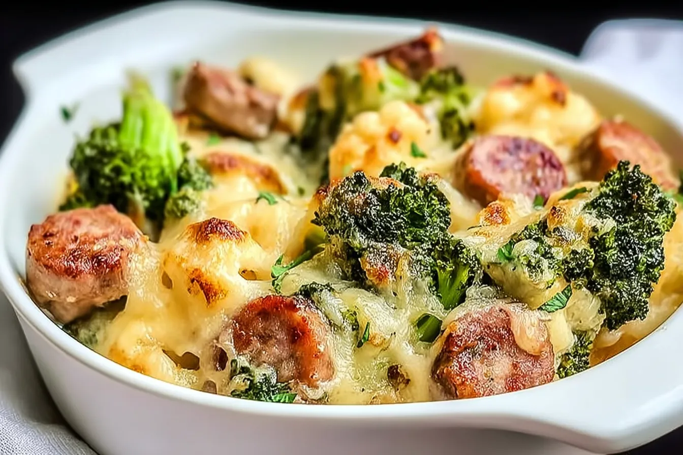 Keto Broccoli and Cauliflower Au Gratin With Sausage Delight 4 Keto Broccoli and Cauliflower Au Gratin With Sausage Delight