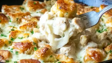 Keto Chicken Alfredo Casserole - Creamy and Delicious