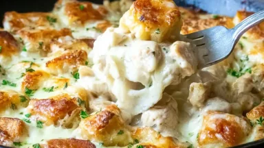 Keto Chicken Alfredo Casserole - Creamy and Delicious