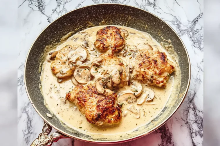 Keto Chicken Thighs with Creamy Mushrooms Sauce Plated