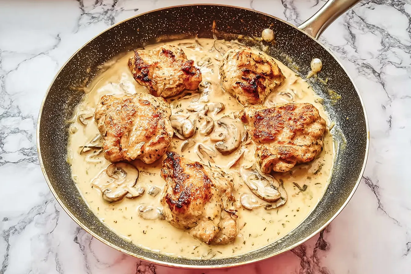 Keto Chicken Thighs with Creamy Mushrooms Sauce