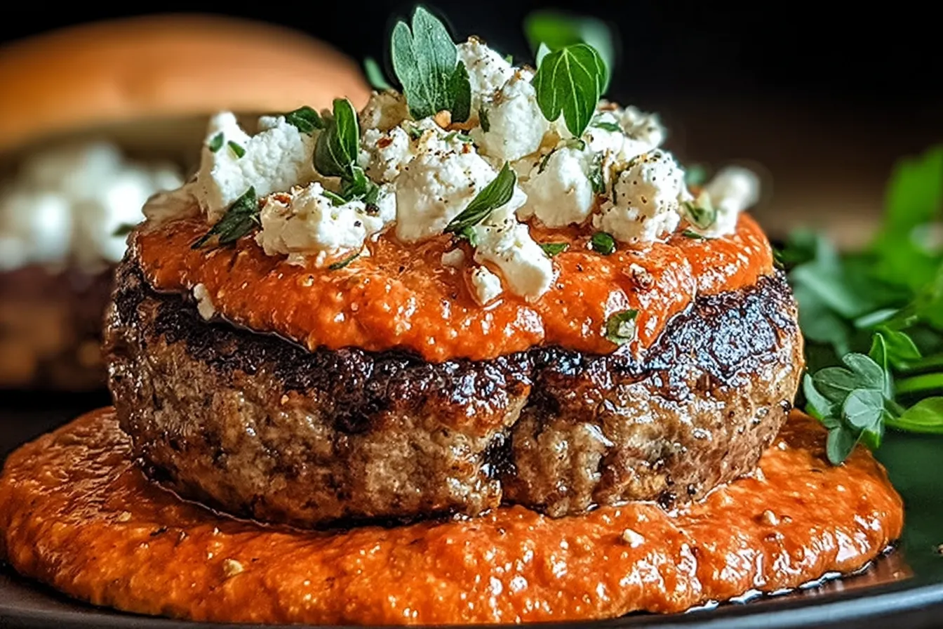 Keto Feta Burgers with Tomato Cream - A Flavorful Delight 4 Keto Feta Burgers with Tomato Cream