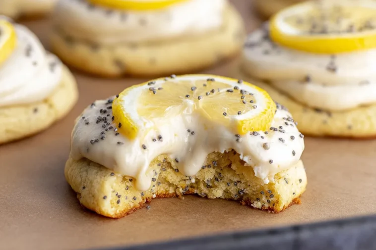 Lemon Poppy Seed Cheesecake Cookies on a Plate