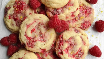 Lemon Raspberry Cookies Freshly Baked on a Plate