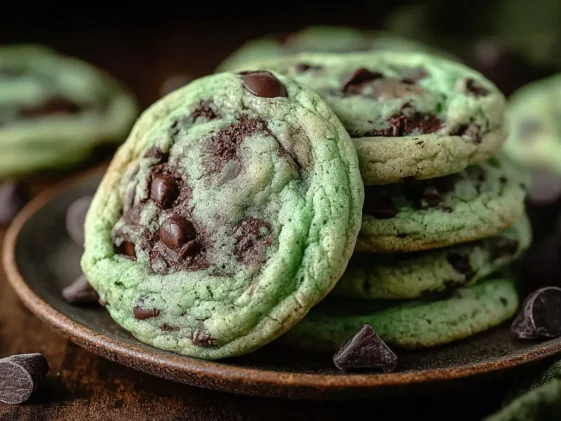 Mint Chocolate Chip Cookies Freshly Baked