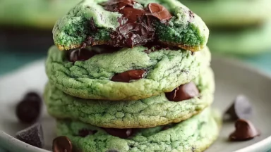 Mint Chocolate Chip Cookies Freshly Baked
