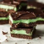 Delicious No Bake Mint Chocolate Bars on a Plate