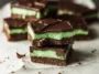 Delicious No Bake Mint Chocolate Bars on a Plate