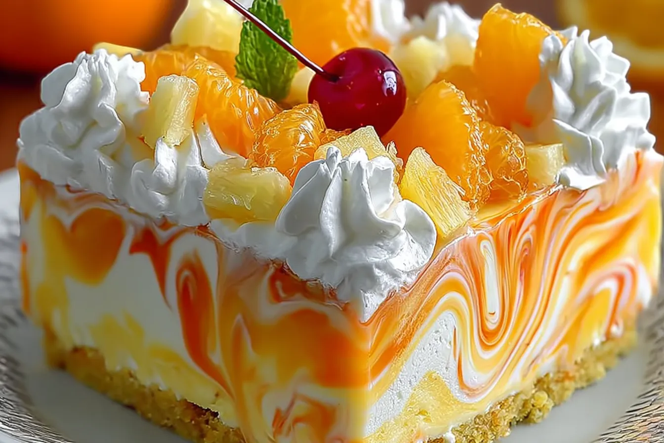 No-Bake Orange Pineapple Swirl Cheesecake Recipe Delight 4 No-Bake Orange Pineapple Swirl Cheesecake Recipe