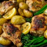 One-pan Lemon Garlic Chicken and Potatoes Ready to Serve