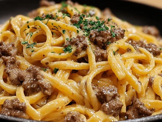 Delicious One-Pot Creamy Beef and Garlic Butter Pasta