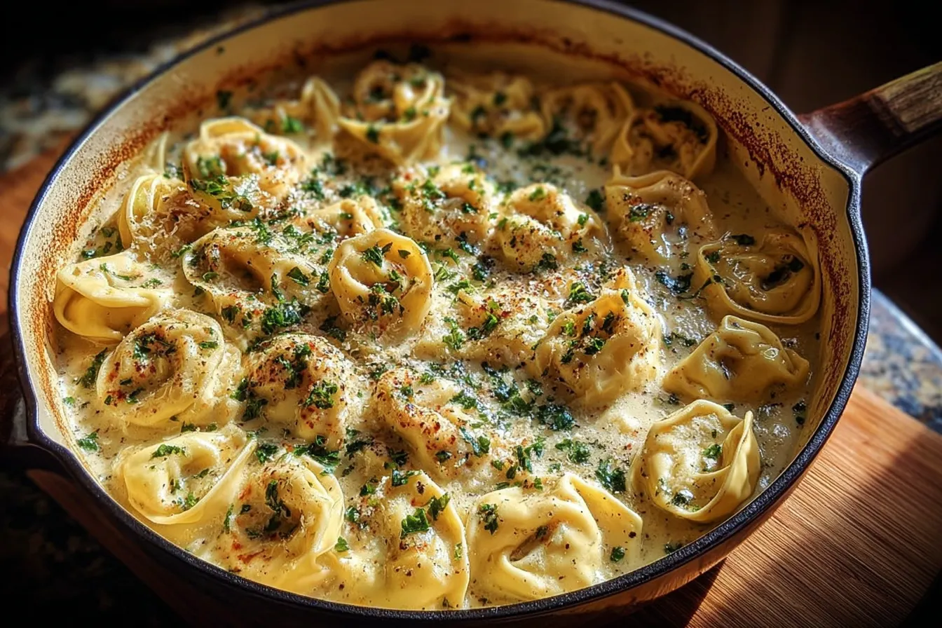 One Pot Creamy Garlic Tortellini 