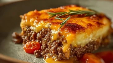 Pioneer Woman Cheeseburger Pie Ready to Serve