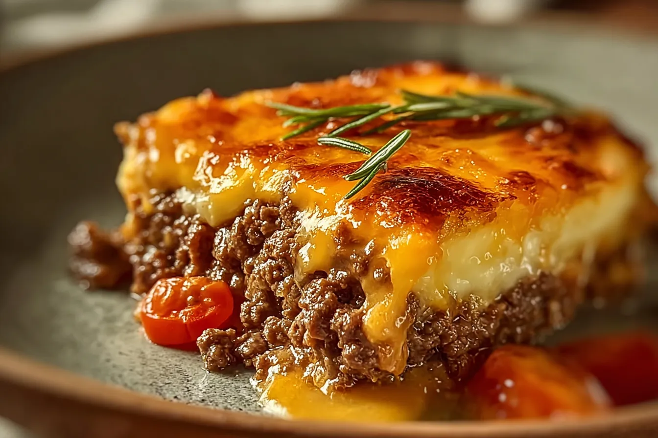 Pioneer Woman Cheeseburger Pie: A Comforting Delight 3 Pioneer Woman Cheeseburger Pie Ready to Serve