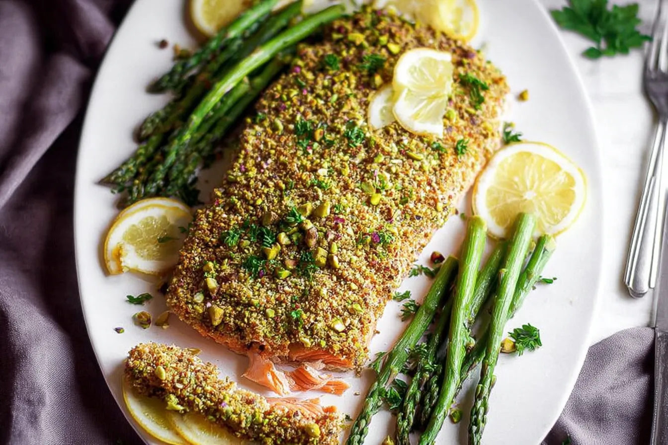 Pistachio Crusted Baked Salmon: A Deliciously Healthy Delight 3 Pistachio Crusted Baked Salmon Close-Up