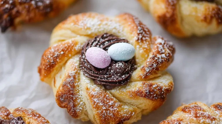Adorable Puff Pastry Easter Nests on a Spring Table