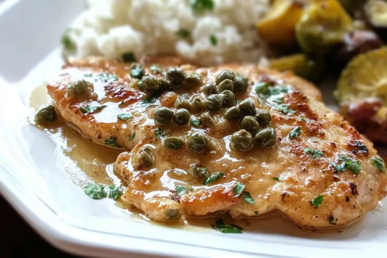 Quick Chicken Piccata Plated with Fresh Herbs