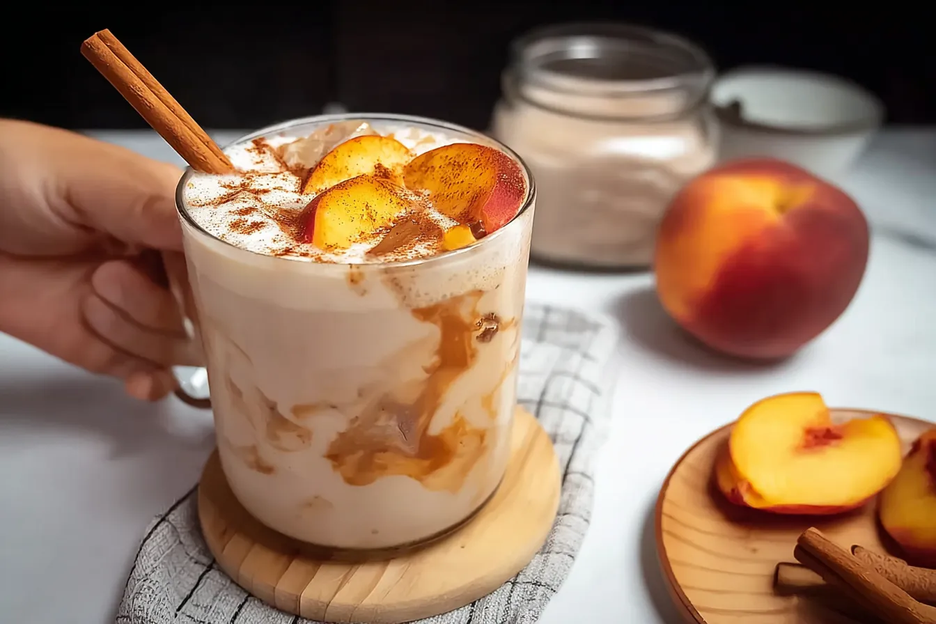 Refreshing Peach Cobbler Chai Latte For Summer Sips 