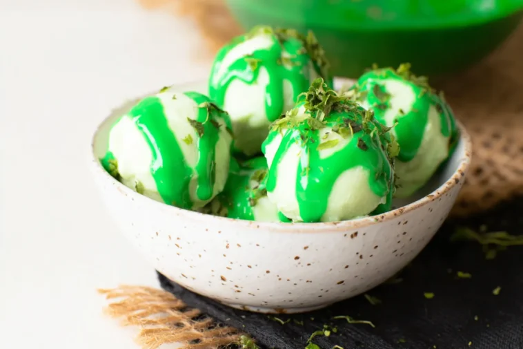 Saint Patrick’s Day Green Tea Truffles on a Serving Platter
