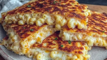 Savory Mac and Cheese Quesadillas Plated for Dinner