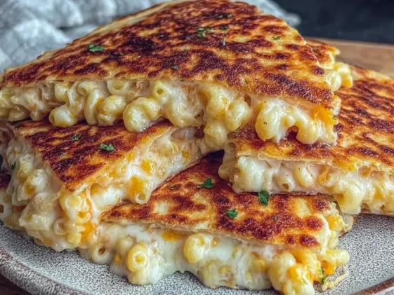 Savory Mac and Cheese Quesadillas Plated for Dinner