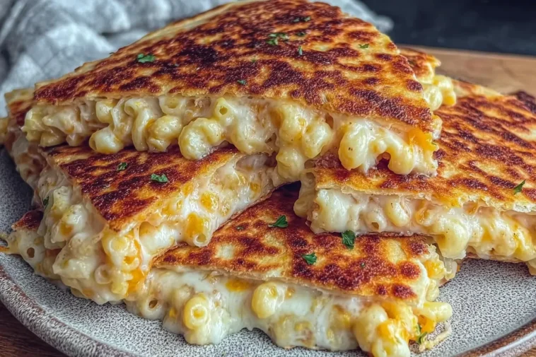 Savory Mac and Cheese Quesadillas Plated for Dinner