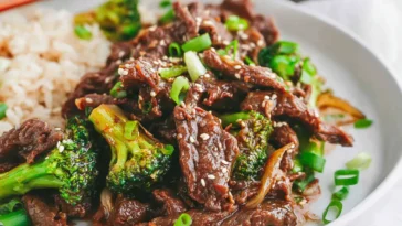 Delicious Shaved Beef Stir Fry Served in a Bowl