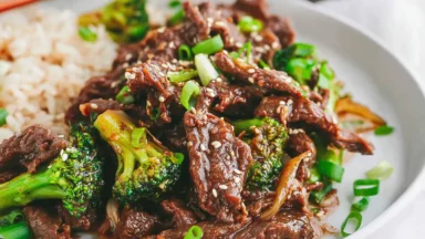 Delicious Shaved Beef Stir Fry Served in a Bowl
